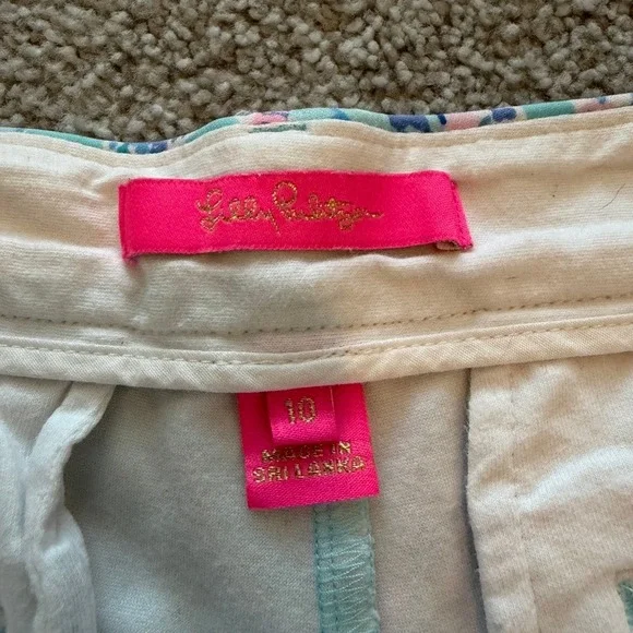 Lilly Pulitzer Callahan Knit Shorts Womens 10 Blue Pink Now You Sea Me Beach - Picture 7 of 11